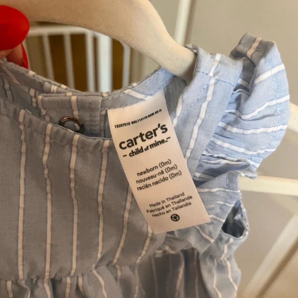 Carter's Blue and White Diaper Covers with Ruffled Details
